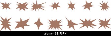 Set of trendy irregular stars and sparkles. Simple doodle abstract elements. Vector illustration Stock Vector