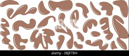 Set of liquid abstract organic blob shapes. Wavy elements bubbles and drops. Trendy liquid forms y2k style. Vector illustration Stock Vector