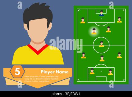 Profile of the football player and his place on the football field. Vector illustration Stock Vector