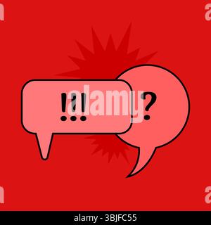 Communication speech bubbles on red background. Vector illustration Stock Vector