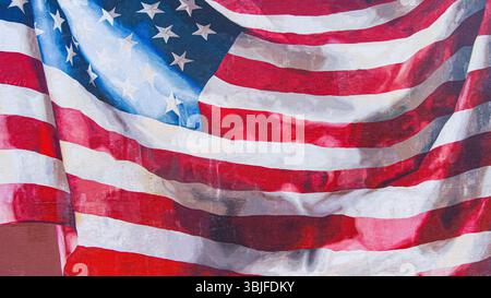Large mural of American Flag on side of building in Philadelphia, Pennsylvania USA Stock Photo