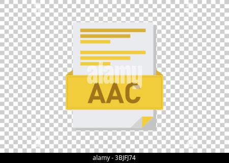 Vector illustration of AAC document icon on transparent background symbolizing document format or type Stock Vector