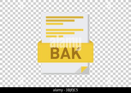 Vector illustration of BAK document icon on transparent background symbolizing document format or type Stock Vector