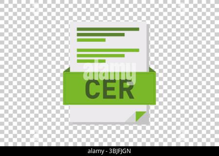 Vector illustration of CER document icon on transparent background symbolizing document format or type Stock Vector