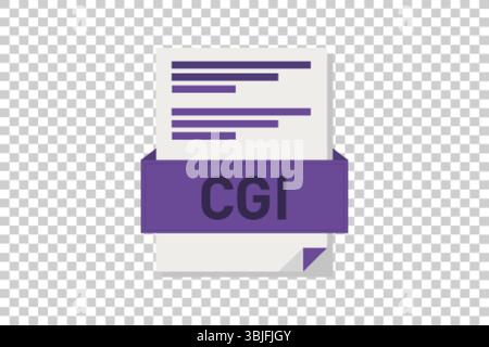 Vector illustration of CGI document icon on transparent background symbolizing document format or type Stock Vector