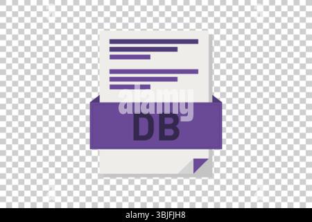Vector illustration of DB document icon on transparent background symbolizing document format or type Stock Vector