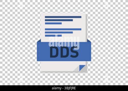 Vector illustration of DDS document icon on transparent background symbolizing document format or type Stock Vector