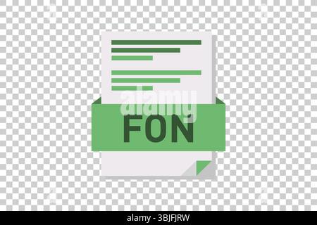 Vector illustration of FON document icon on transparent background symbolizing document format or type Stock Vector