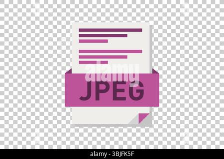 Vector illustration of JPEG document icon on transparent background symbolizing document format or type Stock Vector