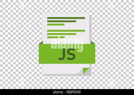 Vector illustration of JS document icon on transparent background symbolizing document format or type Stock Vector