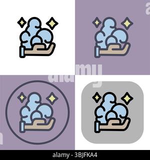 Wash hands with soap icon symbol - Washing hands clean with soap vector illustration. Stock Vector