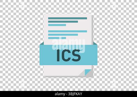 Vector illustration of ICS document icon on transparent background symbolizing document format or type Stock Vector