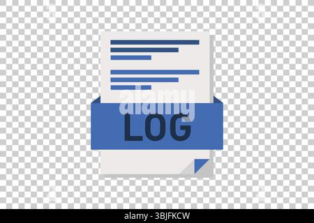 Vector illustration of LOG document icon on transparent background symbolizing document format or type Stock Vector