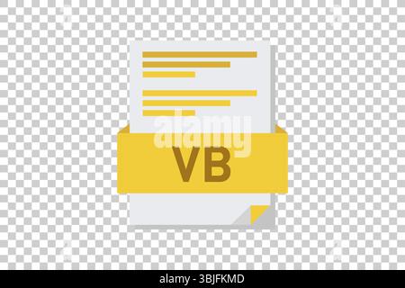 Vector illustration of VB document icon on transparent background symbolizing document format or type Stock Vector