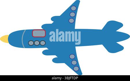 blue airplane top view design for kids and travel themes Stock Vector