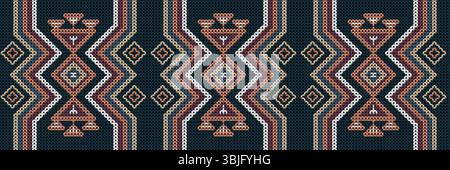 This vibrant vector pattern showcases a seamless design inspired by Native American tribes of North and South America, featuring intricate beaded geom Stock Vector