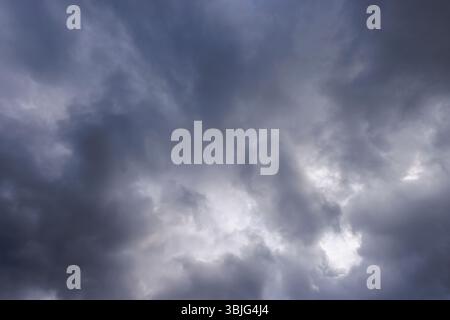 Gray clouds (cirrostratus) covering the whole sky, Finland Stock Photo