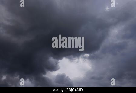 Gray clouds (cirrostratus) covering the whole sky, Finland Stock Photo