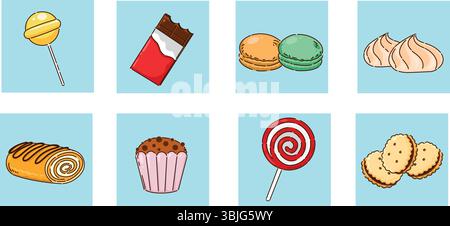 A Delicious Assortment of Sweet Treats and Exquisite Desserts Perfect for Any Occasion Stock Vector