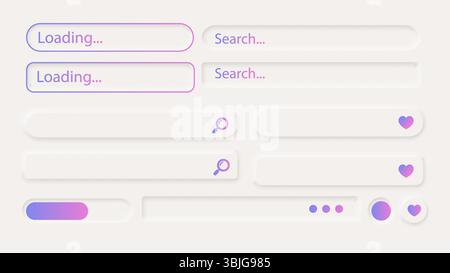 Neumorphism Button Icon Gradient Label Frame White 3d Elegant Shadow Web Vector Ui Digital Neomorphism Interface Collection Stock Vector