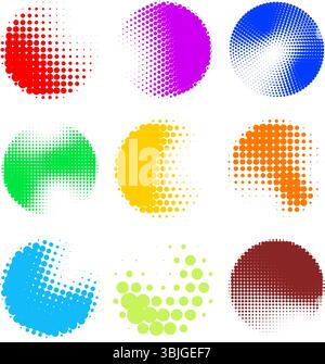 collection of six vibrant halftone background patterns in various colors. Vector illustration Stock Vector