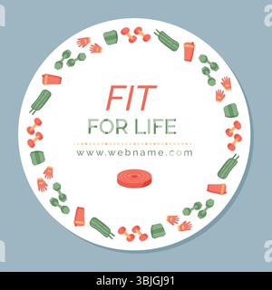 Colorful Minimal Fitness Banner Frame Stock Vector