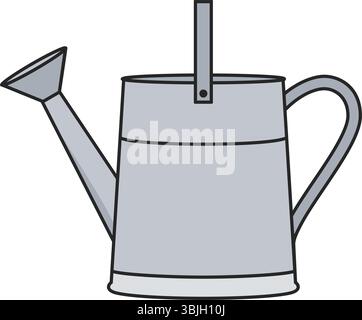 Metal watering can garden tool as a flat design vector illustration Stock Vector