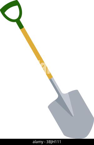 Shovel gardening tool for digging as a flat design vector icon Stock Vector