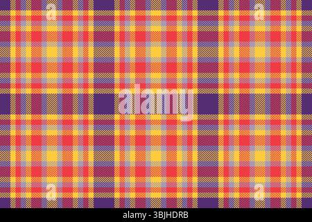 Vibrant, detailed plaid pattern. Excellent for fashion, textiles, backgrounds. The colorful check design adds warmth and texture. Perfect for graphic Stock Vector