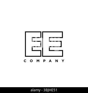 Trendy letter E and E, EE logo design template. Minimal monogram initial based logotype for company identity. Stock Vector