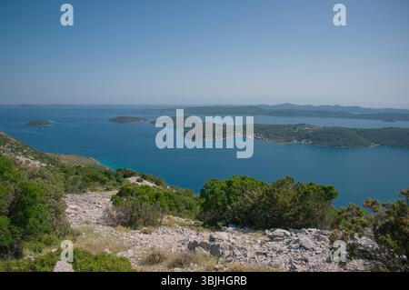 Scenic view of the Adriatic sea and islands from the mountain Stock Photo