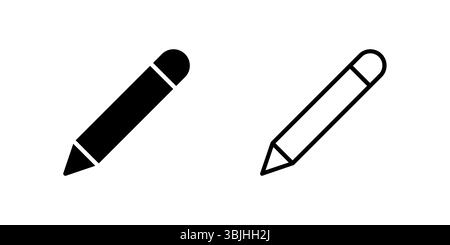 Basic pencil icon set great for drawing, writing, and sketching apps Stock Vector