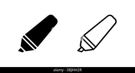 Highlighter pen icon set great for emphasis and study materials Stock Vector