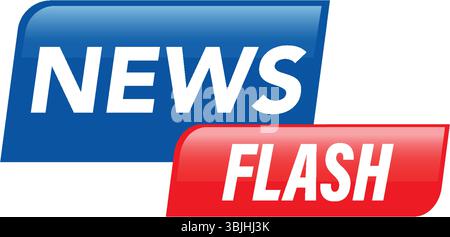 Bold vector illustration featuring 'News Flash' text in vibrant blue and red, ideal for media and communication themes Stock Vector