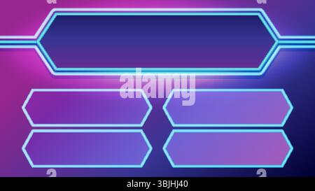 Vibrant vector illustration with neon hexagonal frames on a gradient background. Ideal for digital interfaces and modern presentations Stock Vector