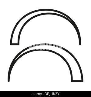 Thin arc icon. Outline curve shape. Abstract segment vector. Minimal contour design. Stock Vector