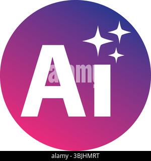 Artificial intelligence star logo generation, colored generate AI button, generated sign, chat with AI application Stock Vector