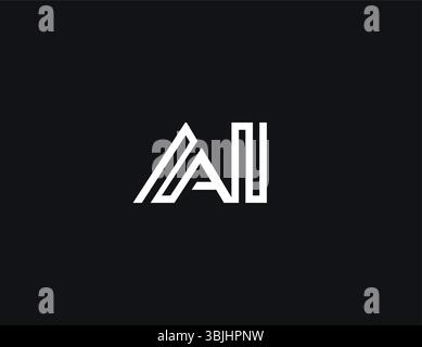 AI Logo Symbol Modern Tech Monogram Design For Neural Network, CPU System, Robotic Automation, Startup Branding, And Digital Innovation Projects Stock Vector