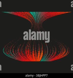 Distorted vase shape. Curved colorful lines. Gradient stripe object. Vector abstract form. Stock Vector