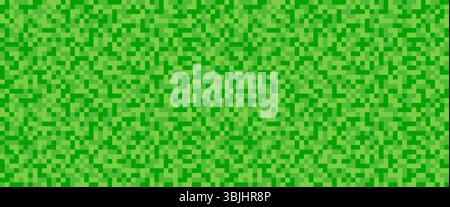 Pixel grass seamless pattern. Pixelart computer block texture. Digital green grass pattern. Game style squared background. Vector illustration Stock Vector