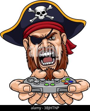 Pirate Gamer Sports Team Mascot Stock Vector