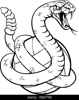 Rattlesnake Snake Volleyball Ball Mascot Stock Vector