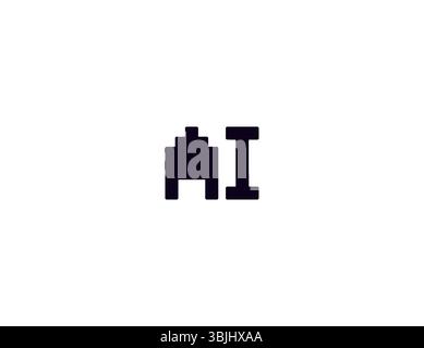 AI Y2K Pixel Logo Monogram Design For Tech, Chatbot, Virtual Assistant, Neural Network, SaaS, Smart Digital Tool. Perfect For Startup of Communication Stock Vector