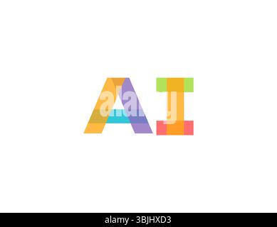 AI Color Blocky Logo Monogram Design For Tech, Chatbot, Virtual Assistant, Neural Network, SaaS, Smart Digital Tool For Startup of Communication Stock Vector