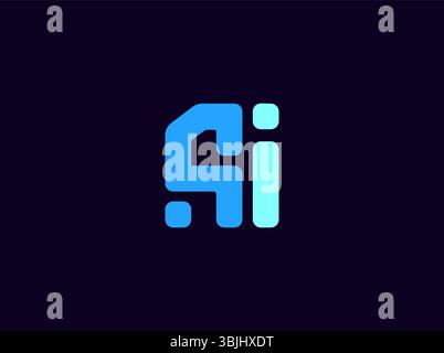AI Logo Monogram Design For Tech, Chatbot, Virtual Assistant, Neural Network, SaaS, Smart Digital Tool. Perfect For Startup of Communication System Stock Vector