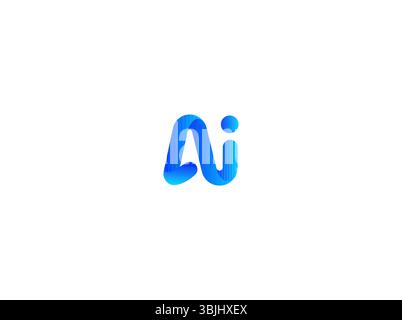 AI Fusion Line Logo Monogram Design For Tech, Chatbot, Virtual Assistant, Neural Network, SaaS, Smart Digital Tool. Perfect For Startup of Stock Vector