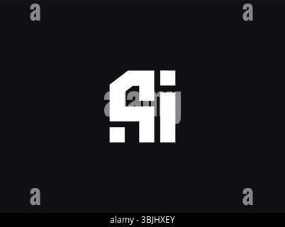 AI Bold Geometric Logo Monogram For Tech, Chatbot, Virtual Assistant, Neural Network, SaaS, Smart Digital Tool. Perfect For Startup of Communication Stock Vector