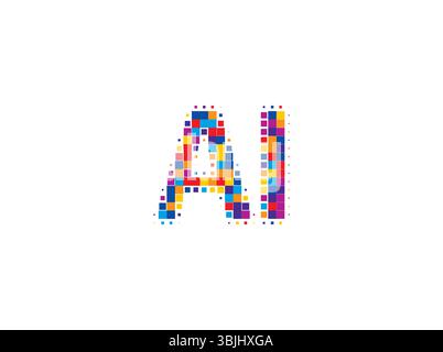 AI Logo Monogram Design For Tech, Chatbot, Virtual Assistant, Neural Network, SaaS, Smart Digital Tool. Perfect For Startup of Communication System Stock Vector