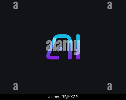 AI Modern Logo Monogram Design For Tech, Chatbot, Virtual Assistant, Neural Network, SaaS, Smart Digital Tool. Perfect For Startup of Communication Stock Vector