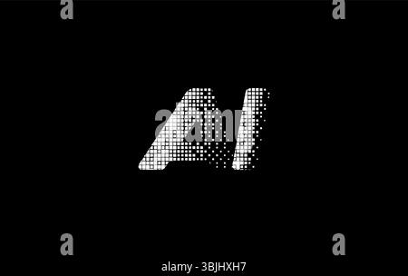 Fast Speed AI Logo Monogram Design For Tech, Chatbot, Virtual Assistant, Neural Network, SaaS, Smart Digital Tool. Perfect For Startup of Stock Vector